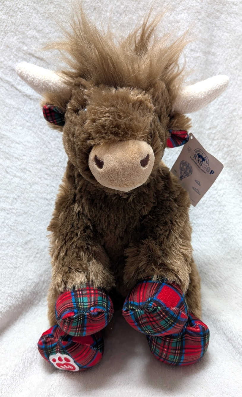 Build A Bear Highland Tartan Cow Plush Red Plaid 14" Stuffed Animal Toy BAB